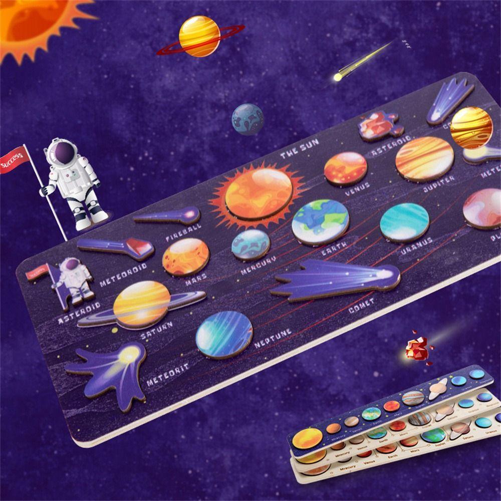 Matching Science Children Boy Girl Solar System Puzzle Jigsaw Tray Wooden Puzzle Planet Puzzles