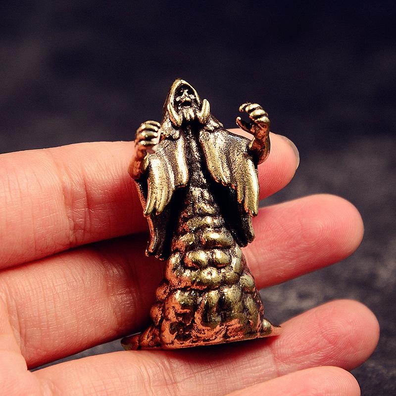 Vintage Copper Ghost Goddess Statue Skeletal Mage Figurine Tabletop Ornament Miniature Halloween Home Decor Crafts Gift