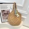 New Trend Women's Bag Crochet Handbag Retro Knitted Solid Color Hollow Top-handle Tote Bag Travel Shopper Shoulder Bag CLE