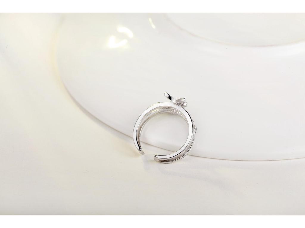 Sterling Silver Butterfly Open Ring - Korean Style Elegant Design for Women