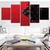 5 Pieces Canvas Wall Art Poster Painting Animals Lion Red Aesthetic Wallpaper Picture Printing Home Decoration For Living Room