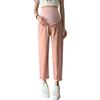 Women's Spring/Summer Maternity Cotton-Linen Stretch Wide-Leg Pants, Loose Fit, Cropped Length