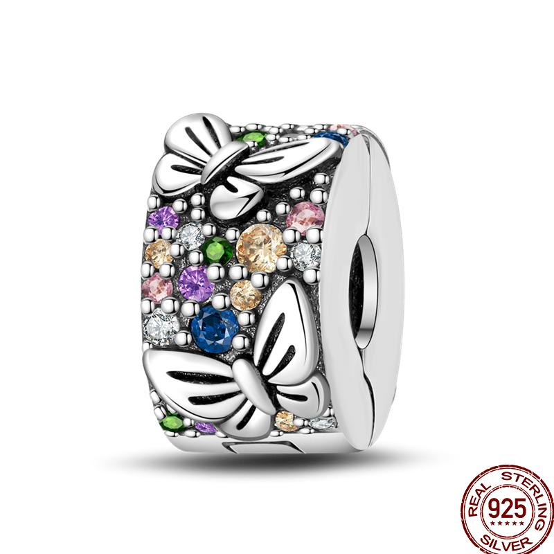 Colorful Zircon Copper Round Bead Silve Shiny Zircon Beads Suitable Fit Pan Original Bracelet Diy Jewelry Gift