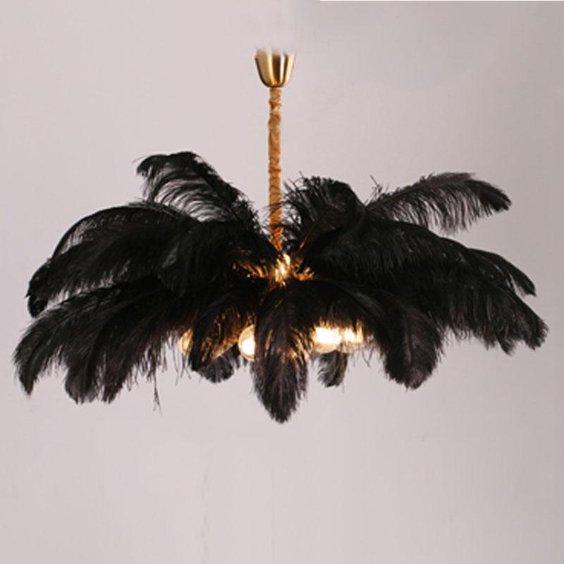 

Lampu Gantung LED Bulu Burung Unta Alami Lampu Gantung Kamar Tidur Gantung Lampu Dekor Pencahayaan Restoran Lampu Gantung Dia 75 cm чёрный