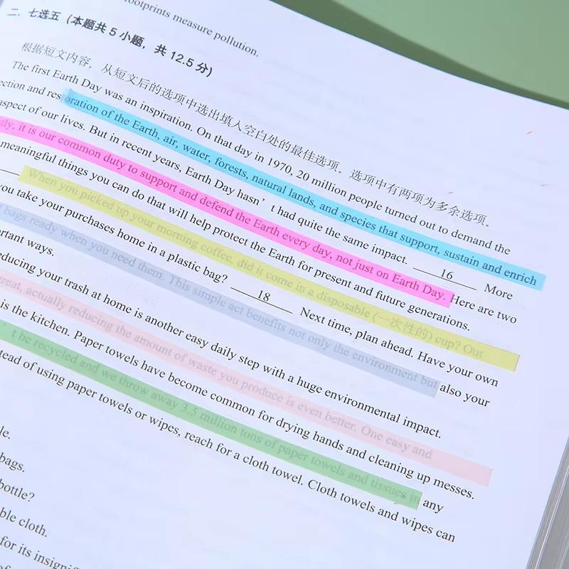 160Pcs Transparent Highlighter Tape Removable Sticky Tabs Morandi Neon Clear Sticky Notes Aesthetic Office School Supplies