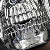 Detailed Devil Mask Halloween Skull Mask, Silver Demon Ram Horn Face Realistic Horned for Party, Scary Headgear, Glossy Metallic Cosplay Prop