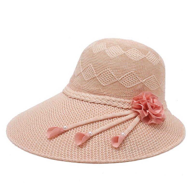 Sun Protection Wide Brim Cotton Straw Hat For Summer Beach Casual Women