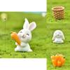 Realistic Rabbit Eat Carrot Diy Resin Figurine Enhancing Miniature Flowerpot Displays