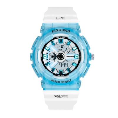 PINDOWS Zegarek Sportowy Analogowy Cyfrowy Wyświetlacz LED 50m Wielofunkcyjny Monitor Fitness do Przygód na Świeżym Powietrzu Wodoodporny Damski, do Biegania, Wędrówek,