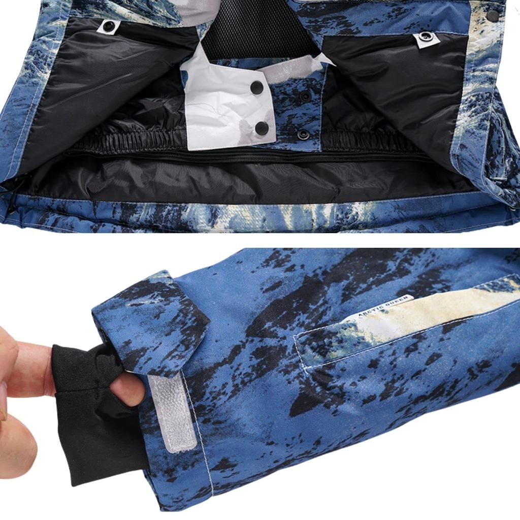VEROMAN Snowboard and Ski Wear Water Resistant to Snowy Mountain Sizes and Set, 20,000mm, Pattern, S-XXL, Men's Women's (XL, White)