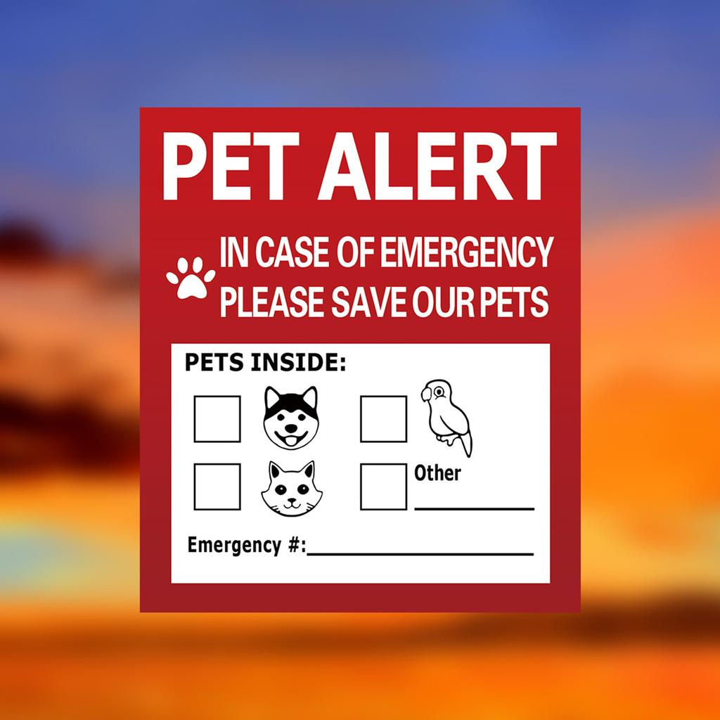 Pet Inside Alert Sticker Warning Labels Waterproof and Durable Dog Cat Rescue Sticker Decals for Fire Safety Emergency