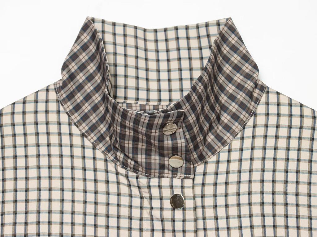 European and American Style, New Women's Clothing, Fashionable Casual Stand-up Collar Plaid Jacket 5854/021/251
