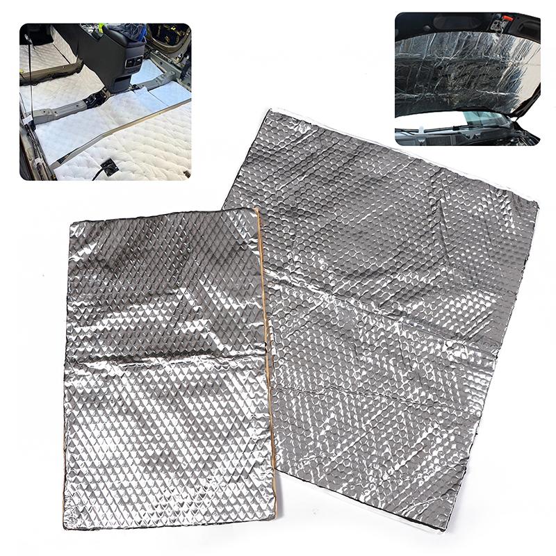 1 Piece Engine Bonnet Firewall Noise Proofing Deadener Anti-Noise Pads 2Mm Aluminum Foil Car Sound Heat Insulation Cotton Mats