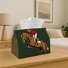 1pc Equestrian Jumping Rider Tissue Holder - Horse Racing Themed Rectangular Tissue Box Organizer, Suitable for & Car Storage, Compact Tabletop Access