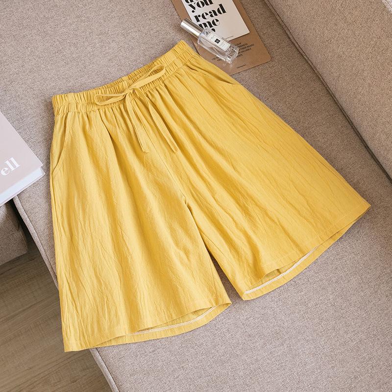 Women Shorts Summer Casual Two Pockets High Waist Soft