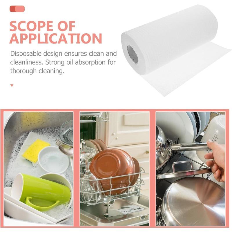Washable Kitchen Paper Towels, 25×25CM Dual-Use Dry & Wet Cleaning Cloth, Disposable Dishwashing Wipes for Household Cleaning