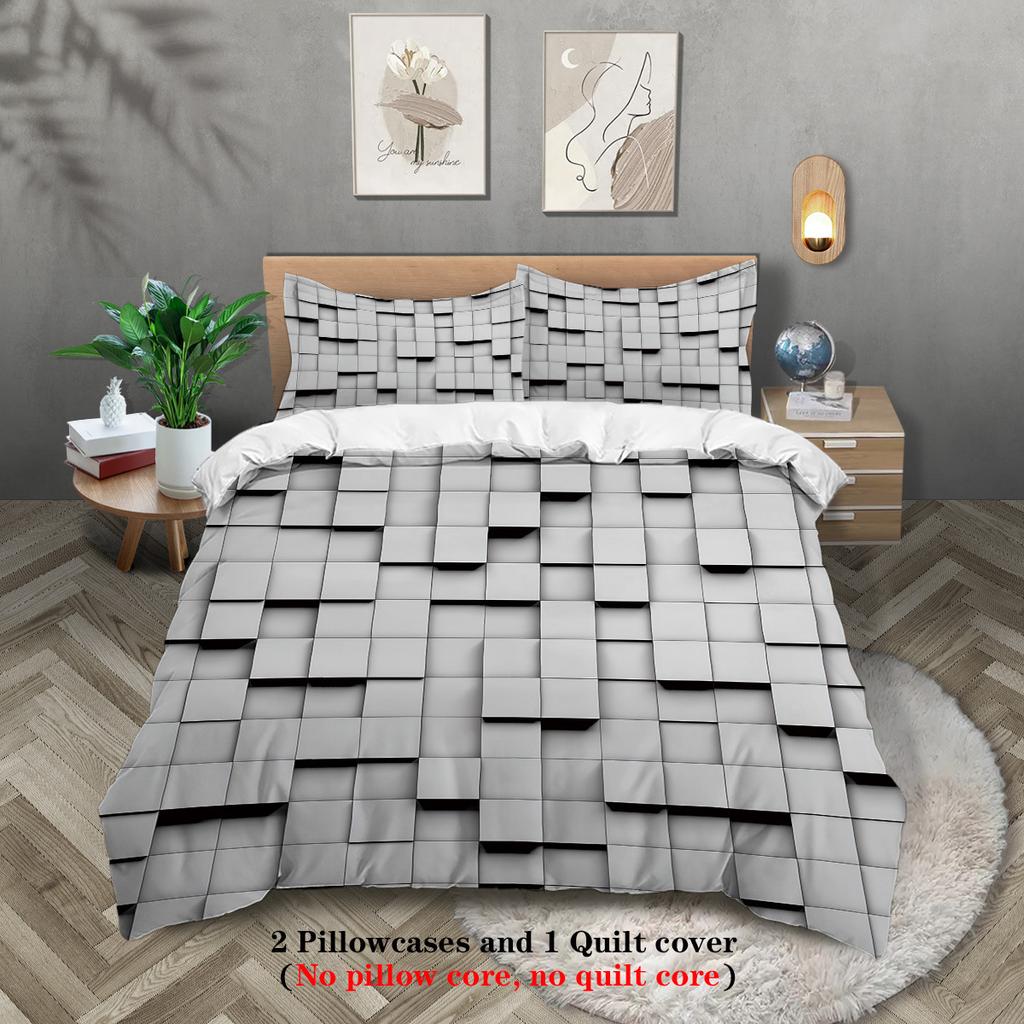 3D Digital Polyester Three-Piece Quilt Cover Bedding Quilt Cover Pillowcase