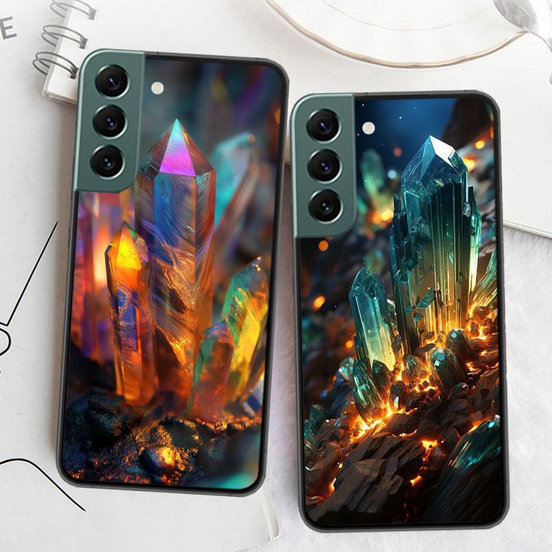 Natural Crystal Diamonds Phone Case For Samsung Galaxy S22 S25 Ultra S21 S10 Plus S26 Edge S20 S23 S24 FE Cover Silicone Sof