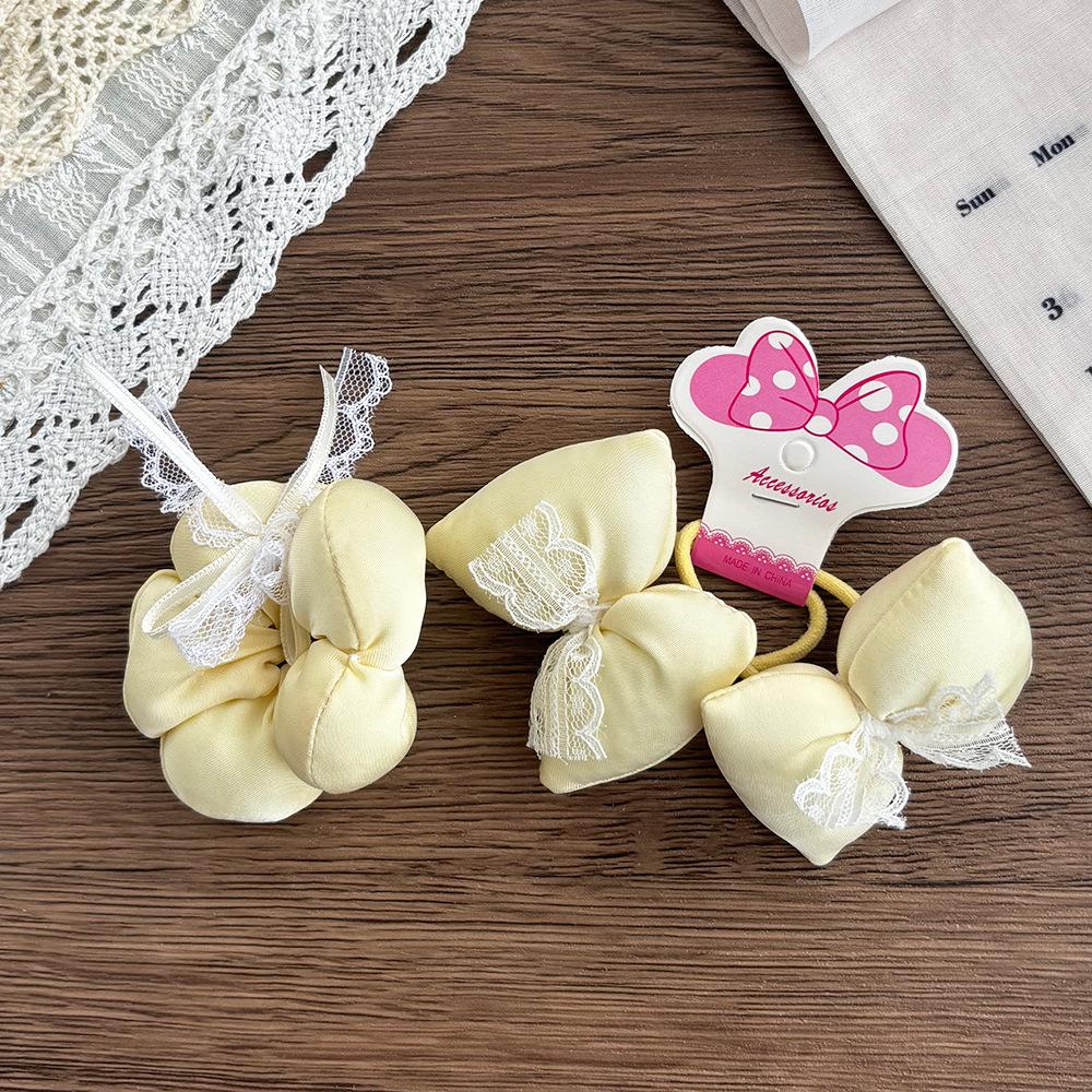 Korean Satin Lace Bow Hair Tie for Girls