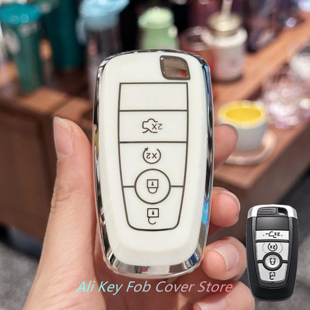 

Чехол для брелока с брелоком для Ford F-150 Raptor Explorer Escape Fusion Bronco Sport Edge Lincoln Corsair Nautilus 4 кнопки белый