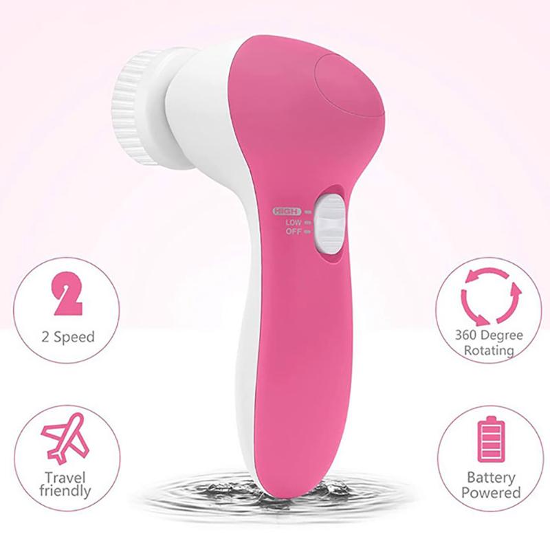 Spazzola Elettrica 5 In 1 per il Viso Massaggio Facciale Spa Strumento per la Pelle Aspiratore Pori Misuratore Pulizia Punti Neri Detergente Strumenti