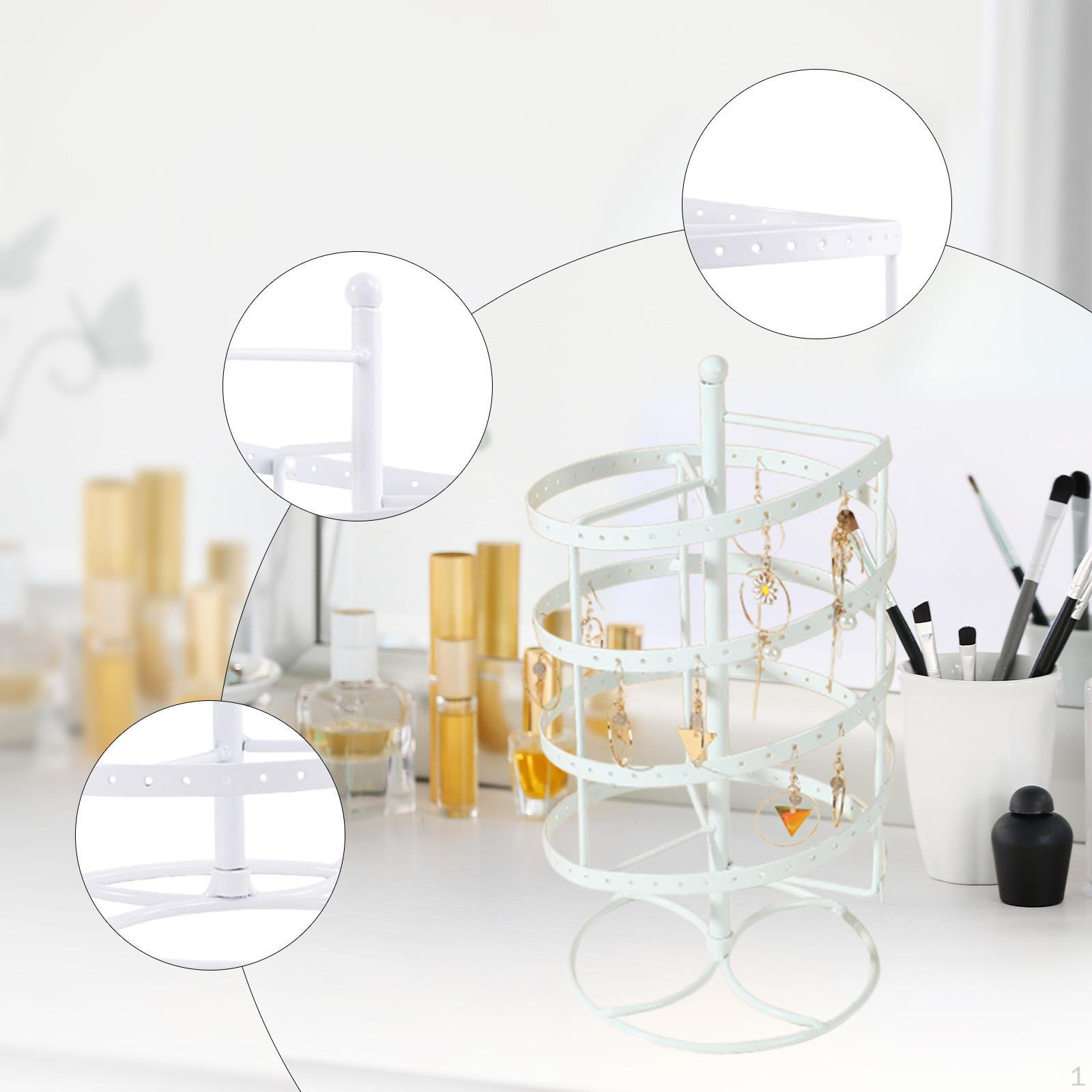 

Earring Holder Display Stand 360° Rotating Iron Jewelry Rack Organizer for білий