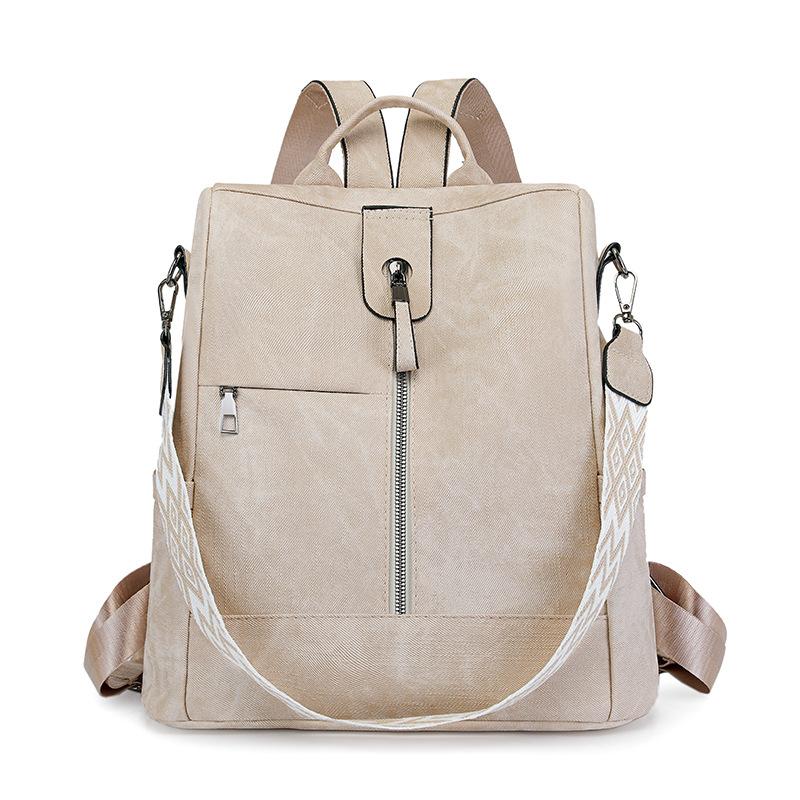 Ladies' Backpacks, PU Women's Bags, European and American Retro Casual Outdoor Travel Backpacks, Anti-theft Bags