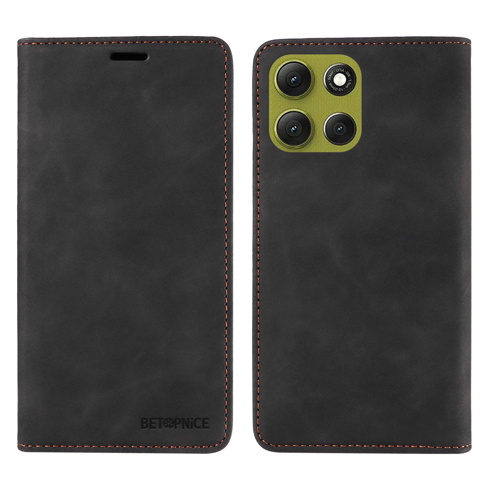 

For Motorola Moto G86 Power 5G/G86 5G Case BETOPNICE Magnetic Closure RFID Blocking Wallet Stand Leather Phone Cover Black