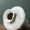 Vintage Wabi-Sabi White Concave Ceramic Vase - Handmade Minimalist Design