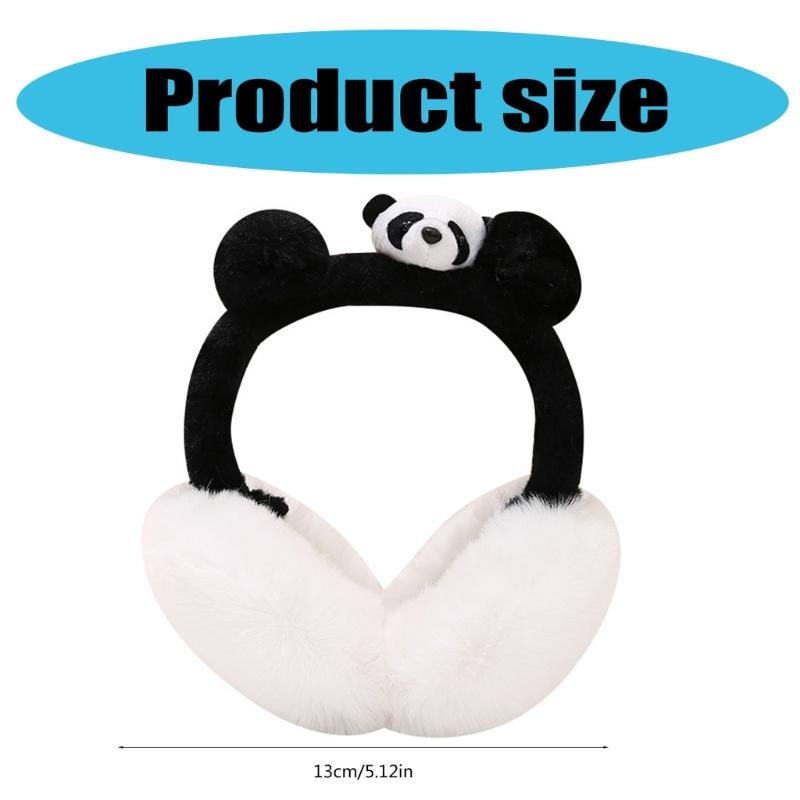 Cartoon Panda Plush Ear Muffs for Adult Kid Adjustable Thermal Ear Warmer Thick Warm Ear Protectors for Winter Coldproof