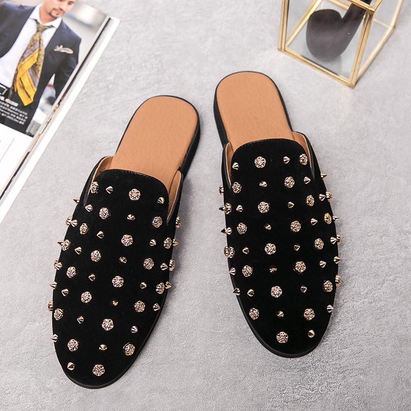 European Station Men Half Slippers Men's Summer Trendy Fashion One Step Indoor Casual Shoes British Style Size 38-44 Men  Slippe
