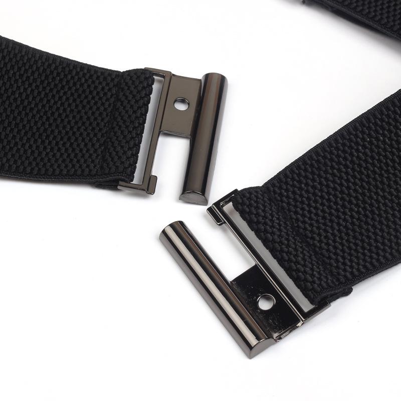 Korean Style Black Wide Women's Elastic Waist Belt with Alloy Buckle