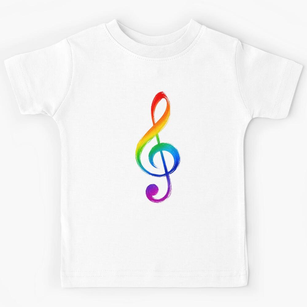 Rainbow Treble Clef Music Pride - Music notes, music symbol Kids T-Shirt 160