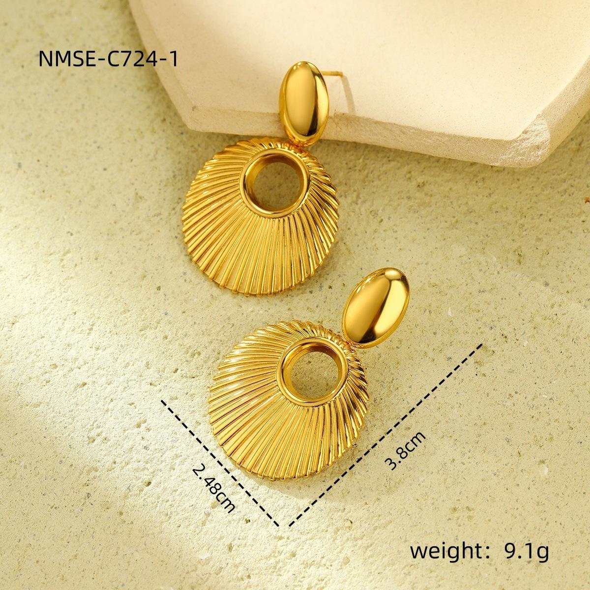 GEMCHIC Women s Geometric Hollow Round Stainless Steel Drop Earrings Gold Plated Fashion Jewelry