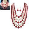 Fashionable Layering Artificial Pearls Necklace With Matching Studs Comfortable Daily Wear Accessories