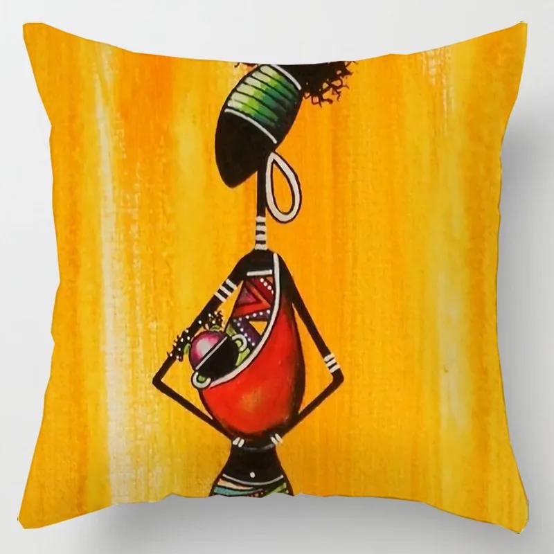 Abstract Oil Painting African Women Cushions Case Modern Abstract Art Decorative Pillows Case Sofa Seat Couch Thick Plush Pillow