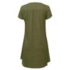 Women's Summer Casual Fashion Print Short-sleeve V-neck Loose Cotton Linen Dress