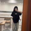Womens Loose Fit Cotton Short Sleeve T-Shirt Round Neck Casual Graphic Tee 2025 Korean Style