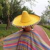 Wide Brim Mexican Party Hat Natural Straw Carnival Sombrero Outdoor Mexican Straw Hats  Men Women