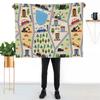 kids seamless, all over road print with cars, trees, trains, lakes Throw Blanket Machine Washable Soft Warm Blanket