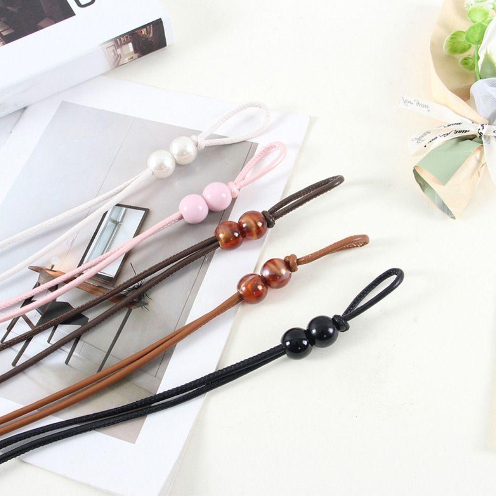 With Beaded Adjustable Slim Belt Casual Luxury Design Knot Waist Belt Vintage Thin Leather Rope Belt