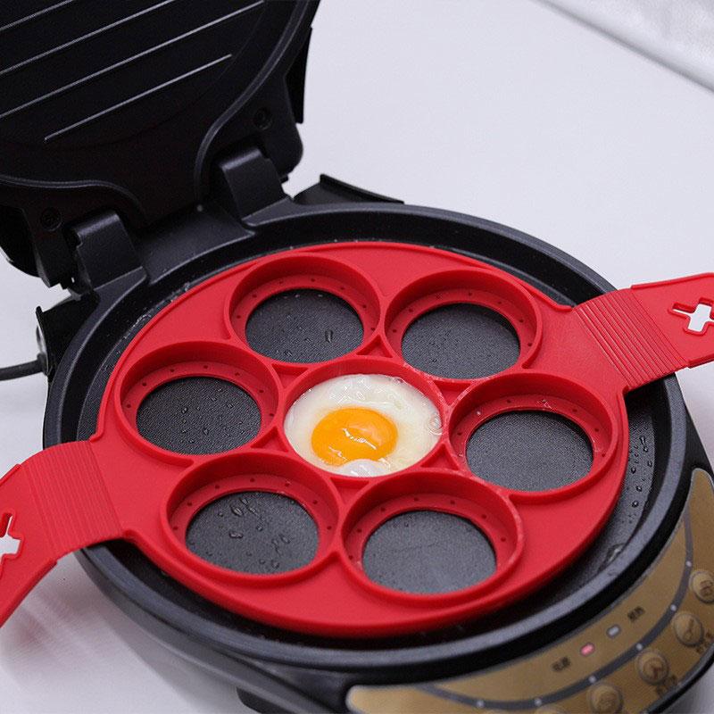 Anillo Fabricador de Tortitas y Huevos de Silicona Antiadherente Herramienta de Cocina Fabricador Redondo de Tortitas Sartén Cocedor de Huevos Molde para Dar la Vuelta a los Huevos Herramientas de Horneado de Cocina para el Hogar