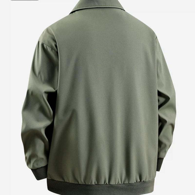 Spring Autumn Polo-neck Vintage Zipper Jacket Male Loose Casual All-match Outwear Coat Top