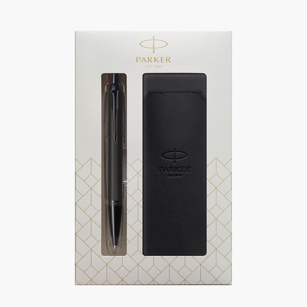 PARKER Parker Ballpoint Pen IM Matte Black BT Medium Permanent Pen with Sheath, Gift Box Set, Reg...