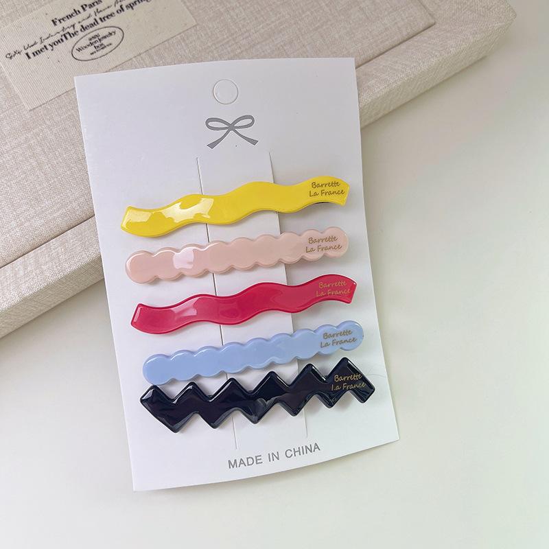 New Macaron Acetate Hairpin Cute Candy-Colored Wavy Bangs Girly Makeup Styling Hairpin Hair Accessories