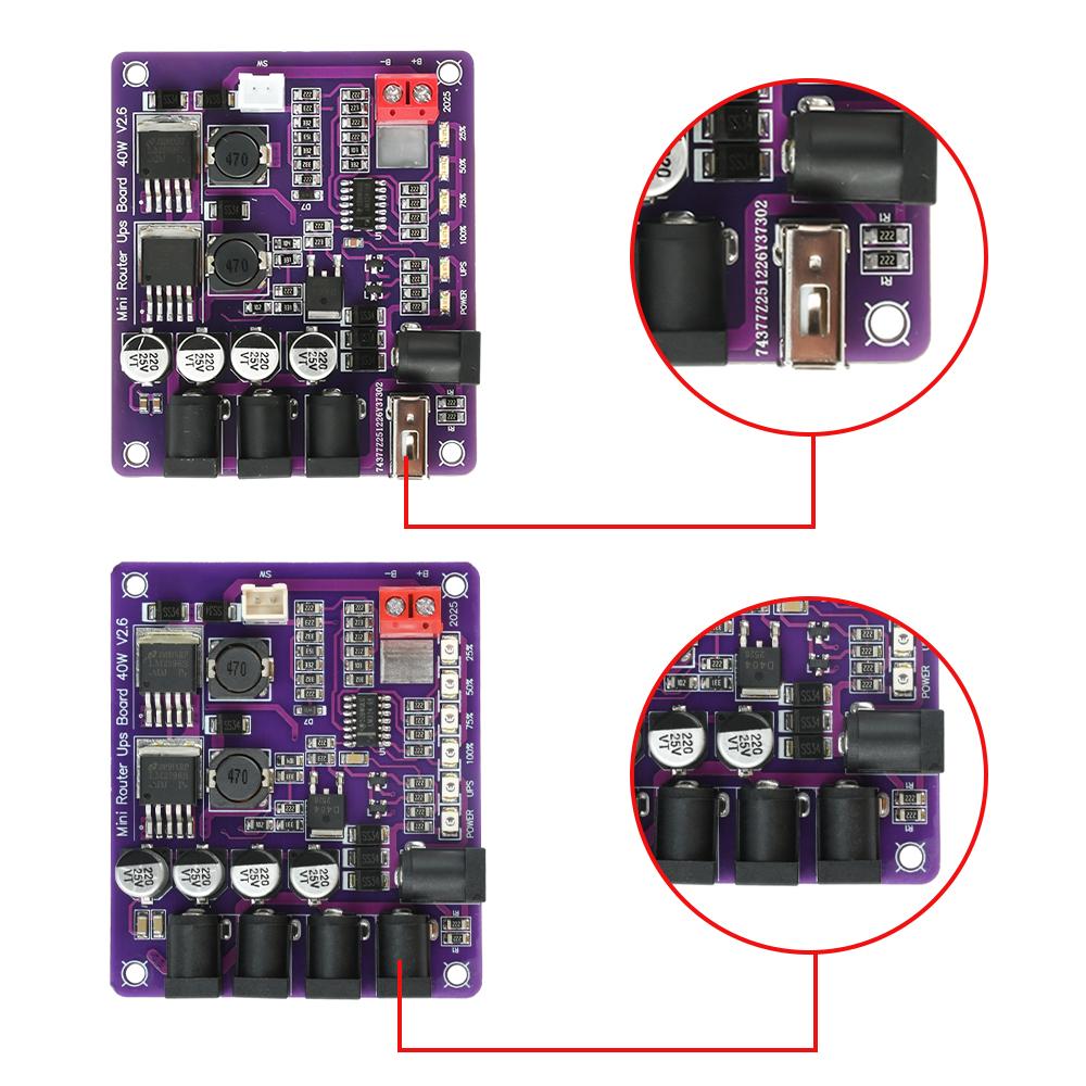 CA-403S 40W Mini Router UPS Borad Step Up/Down Uninterruptible Power Supply Module Buck Converter 4 Channel 5V 9V 12V Output USB