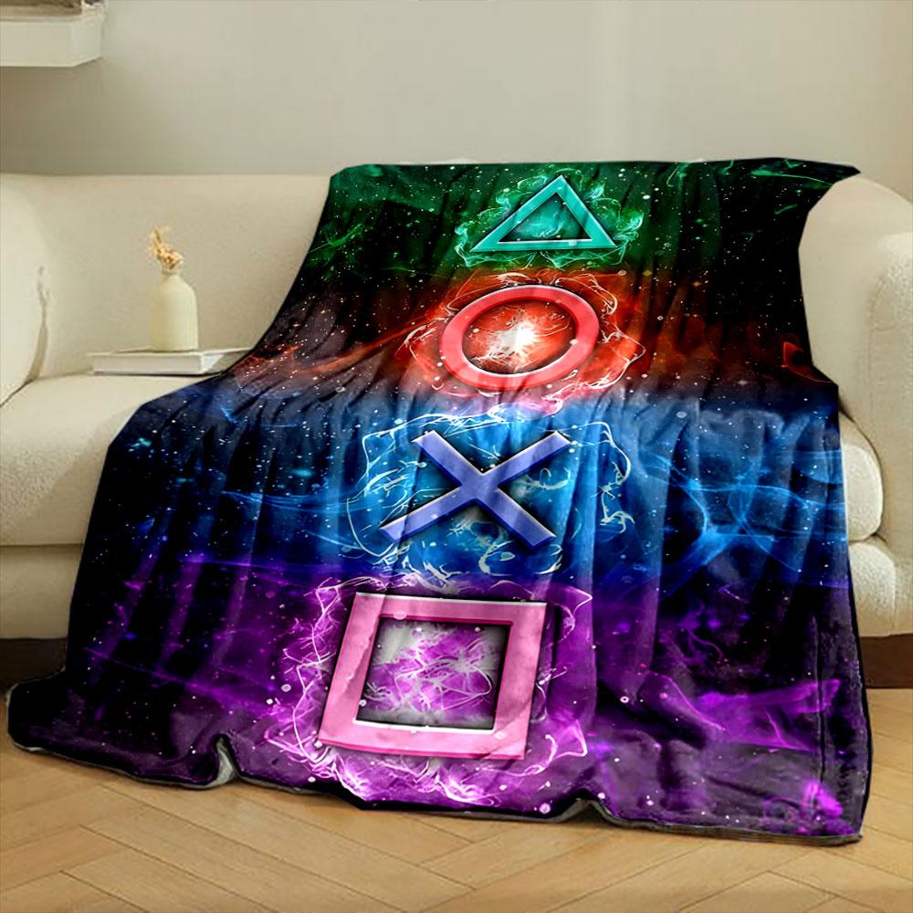 Playstation Tasten Galaxie Decke Schlafzimmer Decke für Wohnzimmer Sofa Mittagspause Weiche Gemütliche Decke für Freundes Festival Geschenk
