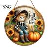 Outdoor Farmhouse Seasonal Decoration Harvest Festival Welcome Sign for Front Door, Rustic Wooden Hanging Autumn with Hemp Rope, Pumpkin Plaque