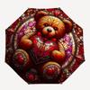 Stained Teddy Bear Wall Art DecorUmbrella, Portable 3-Fold Compact Umbrella for Men & Women Gift