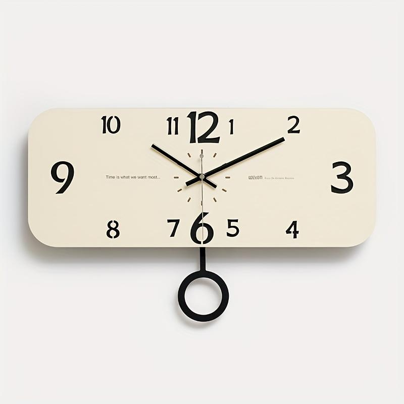 Geräuschlose Wanduhr mit Schwenkmechanismus, modernes rechteckiges Design, kräftige gelbe Ziffern auf schwarzen Zeigern, batteriebetrieben (AA-Batterie nicht enthalten), für das Wohnzimmer.